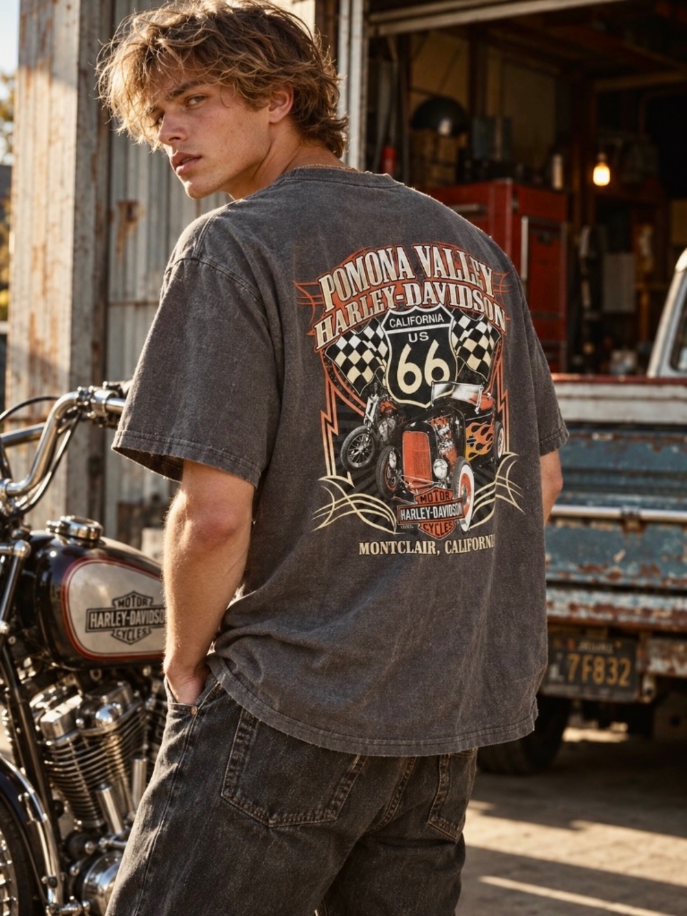 2014 Vintage Style Harley-Davidson (Large) Dark Gray Short Sleeve Logo Tee